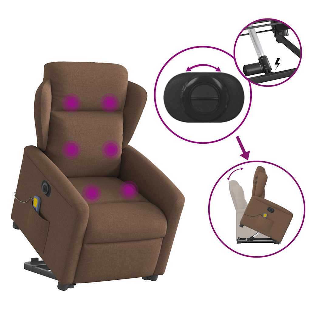 Fauteuil inclinable de massage électrique Marron Tissu - XIOS