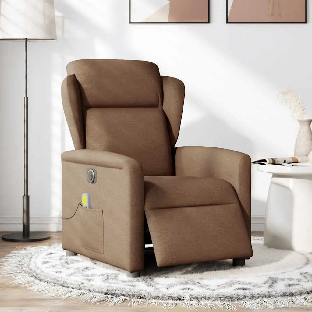 Fauteuil inclinable de massage électrique marron tissu - XIOS