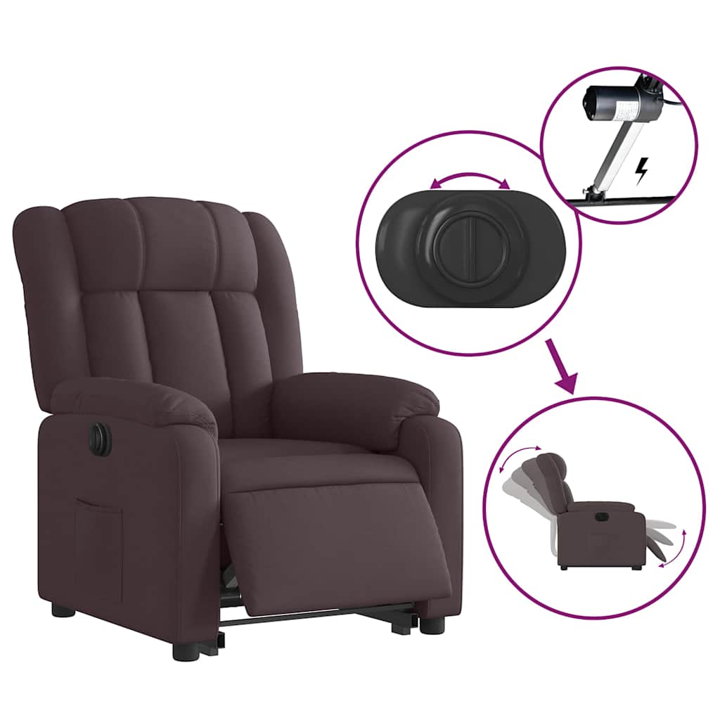 Fauteuil inclinable électrique marron foncé tissu - XIOS