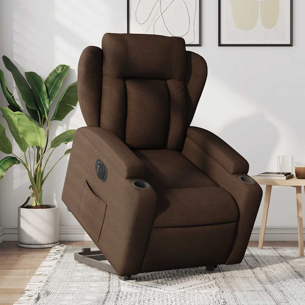 Fauteuil inclinable électrique marron tissu - XIOS