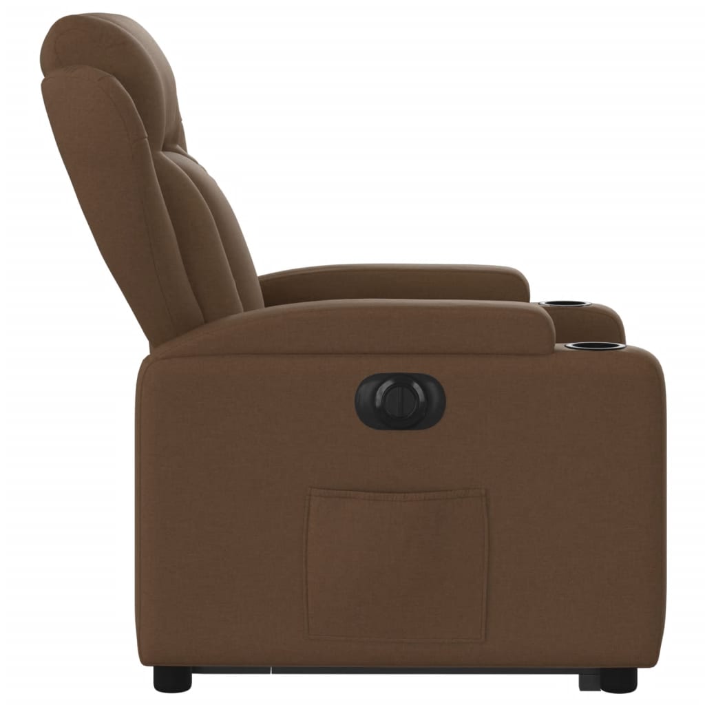 Fauteuil inclinable électrique marron tissu - XIOS