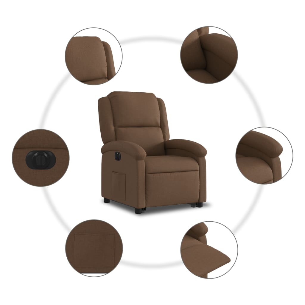 Fauteuil inclinable électrique marron tissu - XIOS