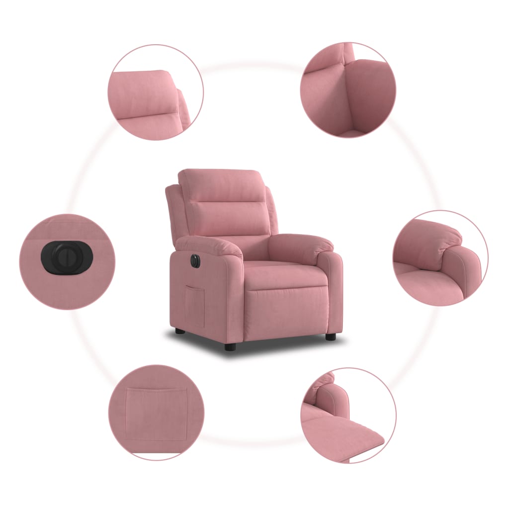 Fauteuil inclinable électrique Rose Velours - XIOS