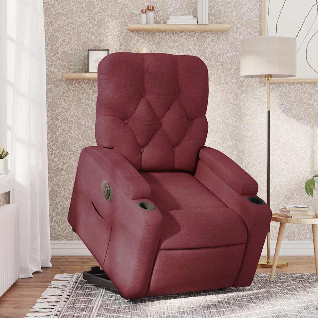 Fauteuil inclinable électrique rouge bordeaux tissu - XIOS