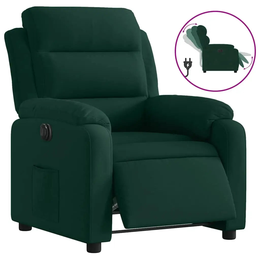 Fauteuil inclinable électrique vert foncé velours - XIOS