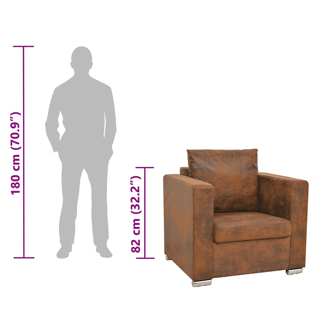 Fauteuil marron 82 x 73 x 82 cm en similicuir suédé - XIOS