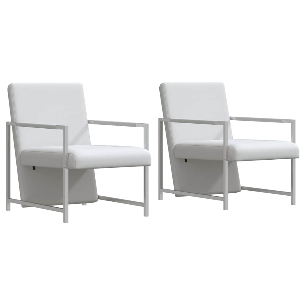 Fauteuils lot de 2 avec cadre chromé blanc similicuir - XIOS