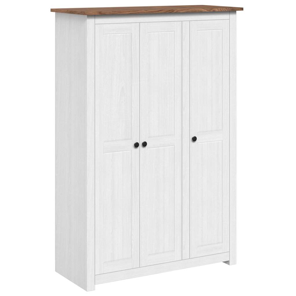 Garde-robe 3 portes Blanc 118x50x171,5cm Pin Assortiment Panama - XIOS