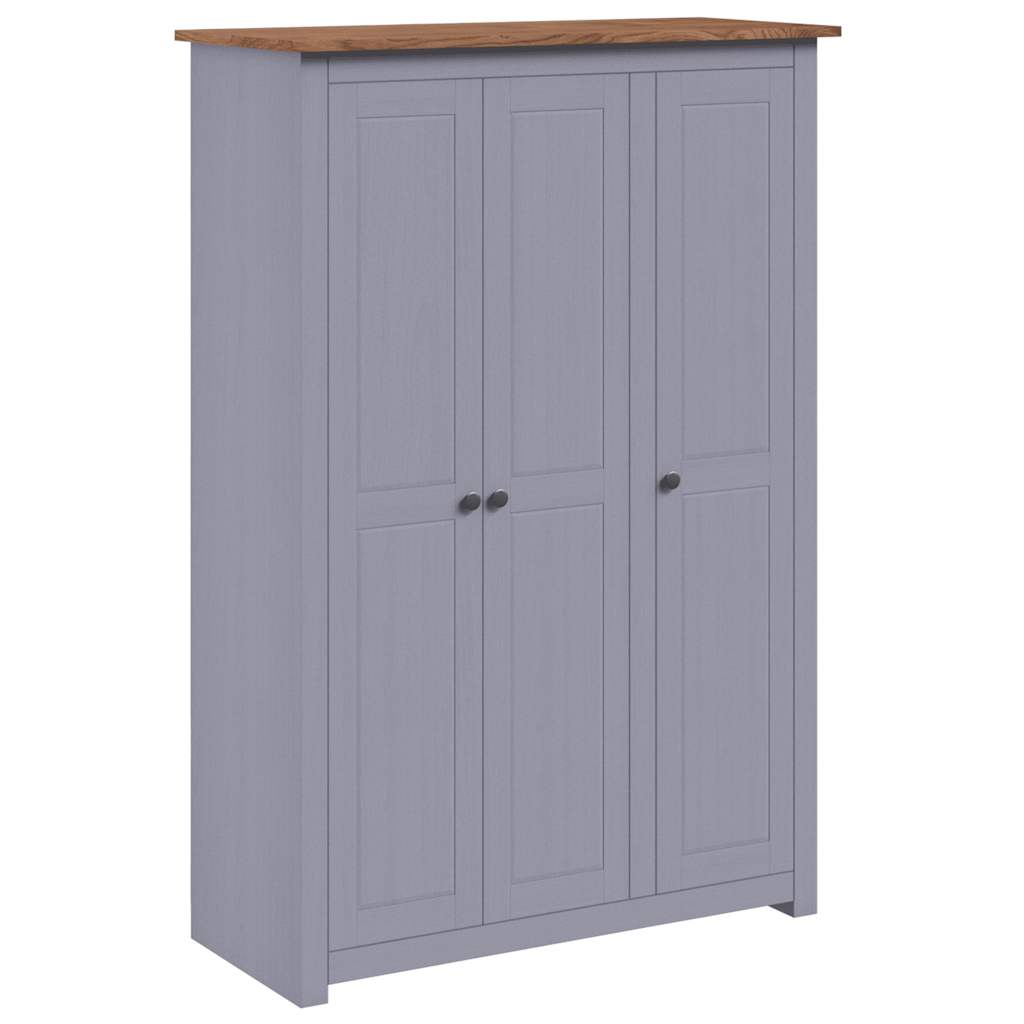 Garde-robe 3 portes Gris 118x50x171,5 cm Pin Assortiment Panama - XIOS