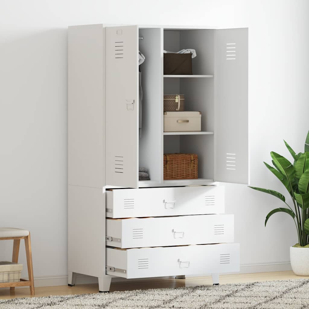 Garde-robe Blanc 90x50x180 cm Métal - XIOS