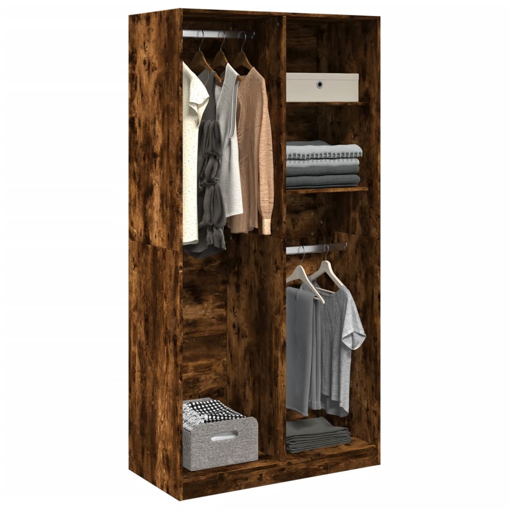 Garde-robe chêne fumé 100x50x200 cm bois d'ingénierie - XIOS