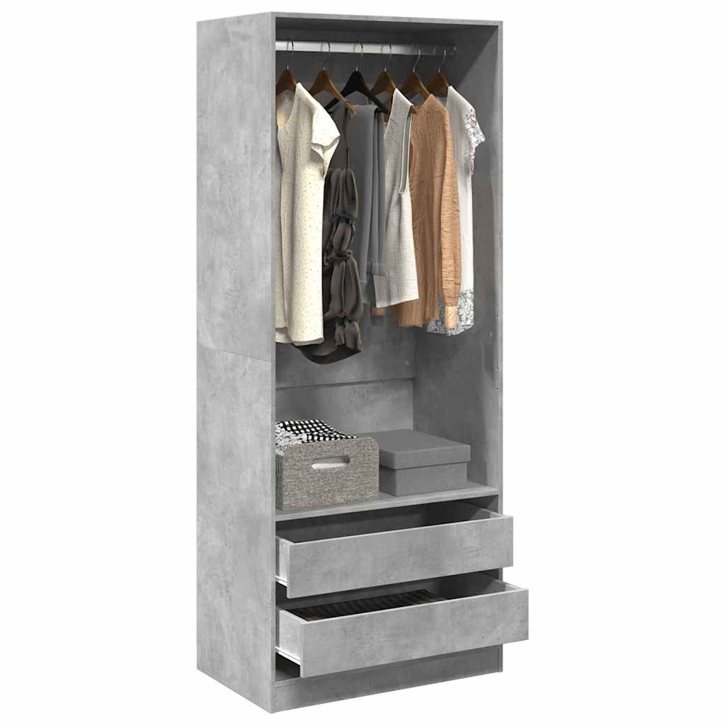 Garde-robe gris béton 80x50x200 cm bois d'ingénierie - XIOS
