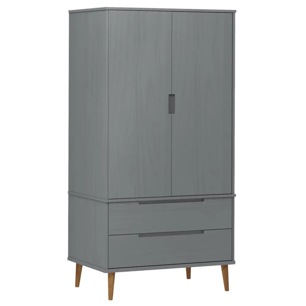 Garde-robe MOLDE Gris 90x55x175 cm Bois massif de pin - XIOS