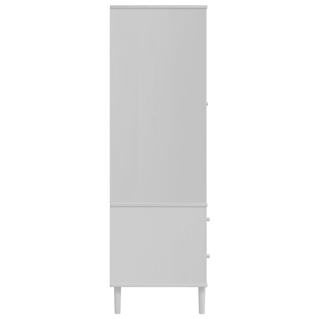 Garde-robe SENJA aspect rotin blanc 90x55x175cm bois massif pin - XIOS