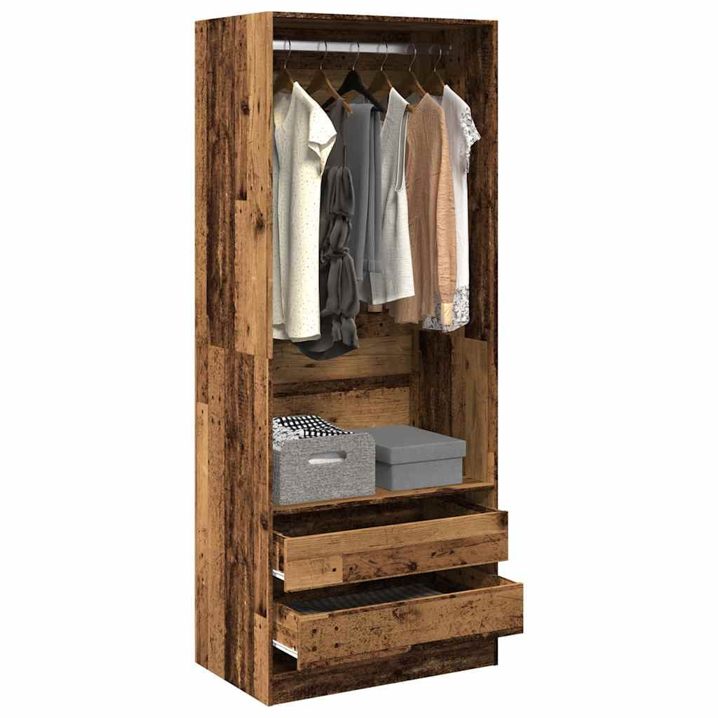 Garde-robe vieux bois 80x50x200 cm bois d’ingénierie - XIOS
