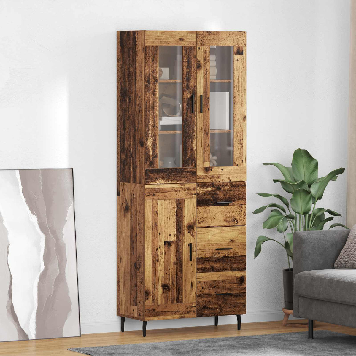Haut Armoire 2 pc Bois Ancien 69,5 x 34 x 180 cm - XIOS
