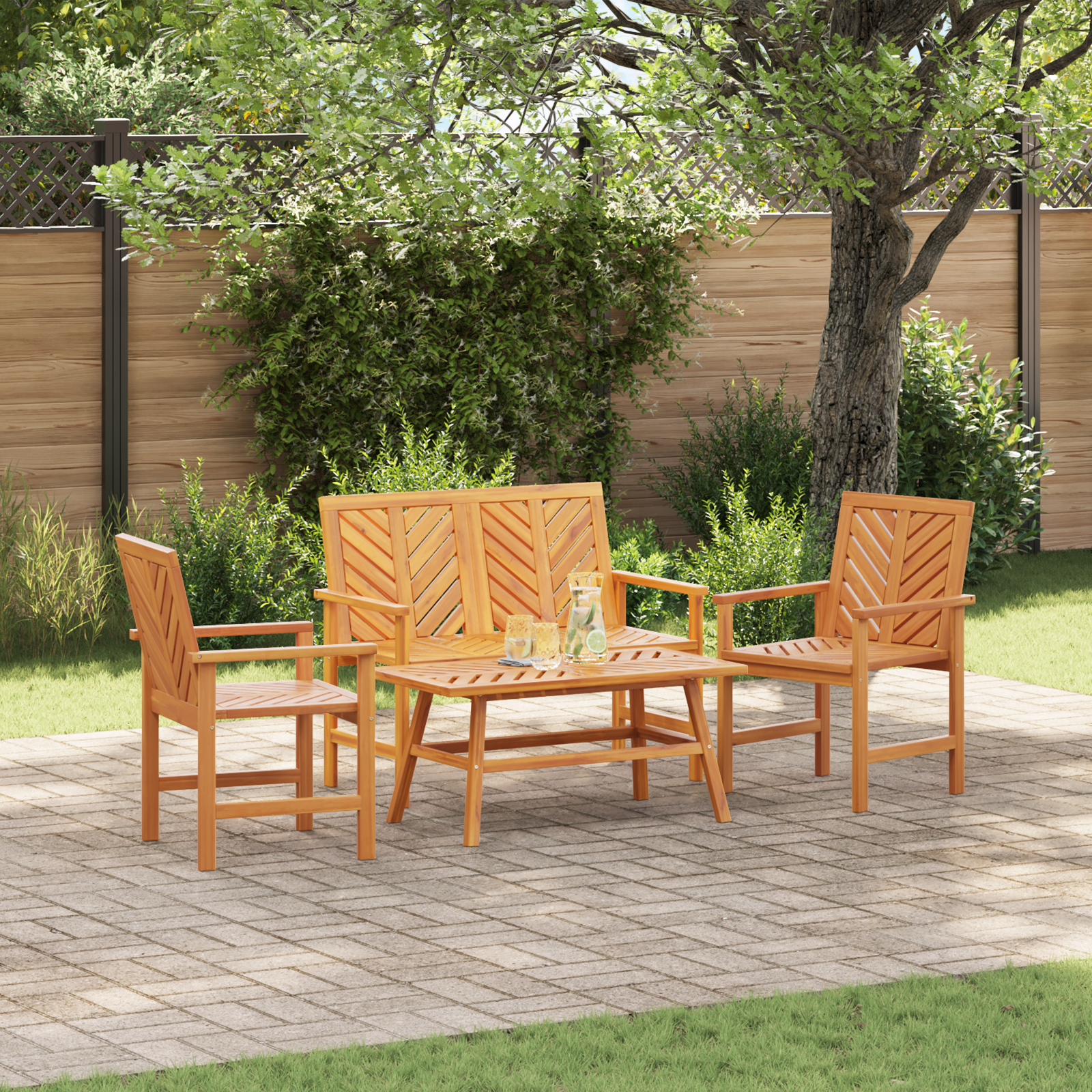 Ensemble de salon de jardin 4 pièces en bois massif d'acacia Chaises de jardin vidaXL