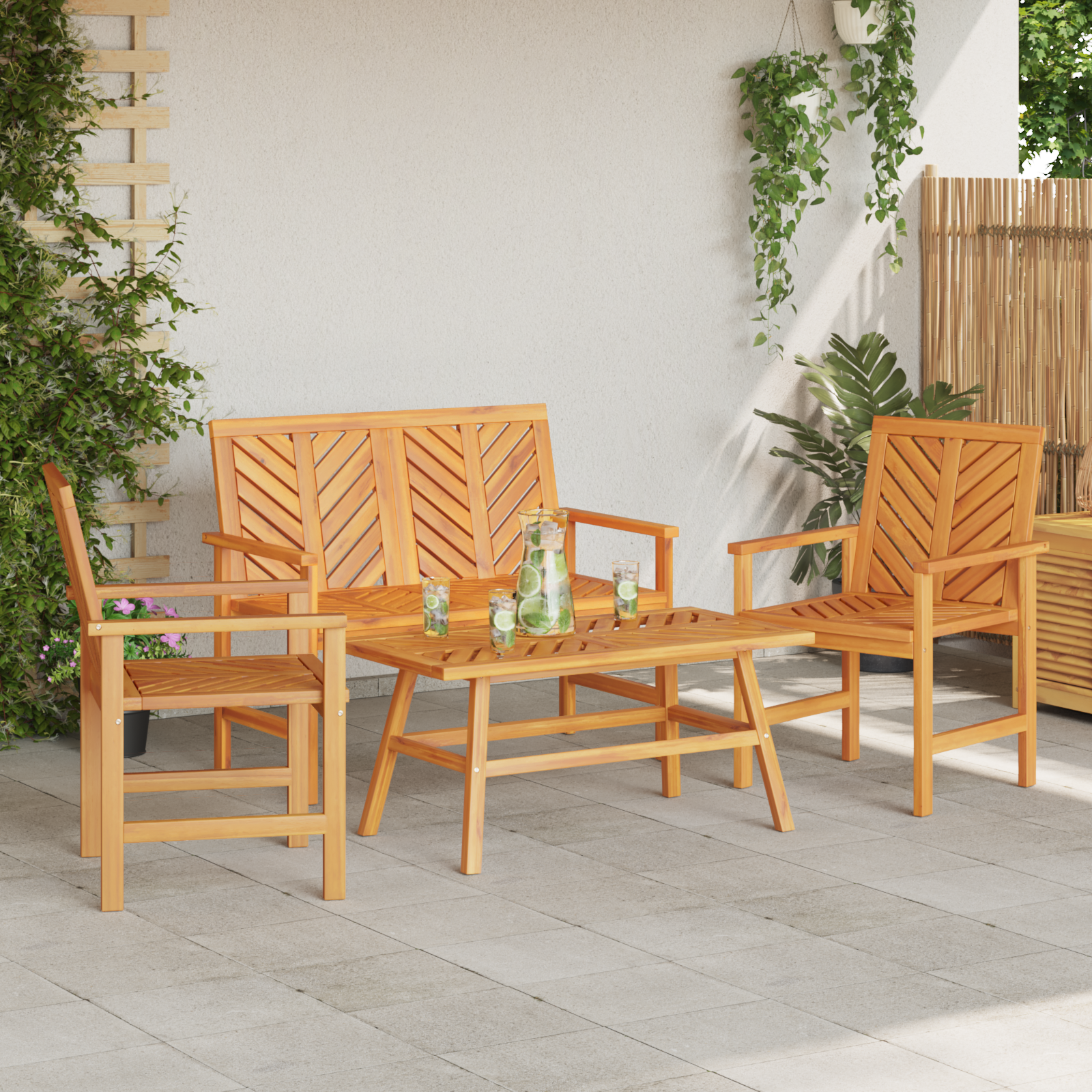 Ensemble de salon de jardin 4 pièces en bois massif d'acacia Chaises de jardin vidaXL