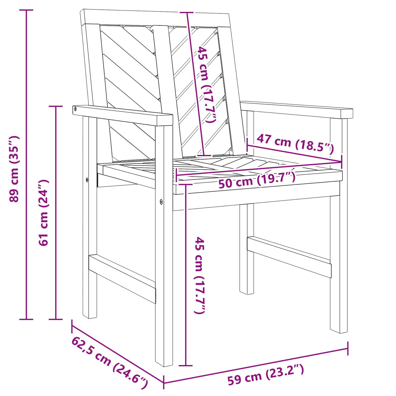 Ensemble de salon de jardin 4 pièces en bois massif d'acacia Chaises de jardin vidaXL