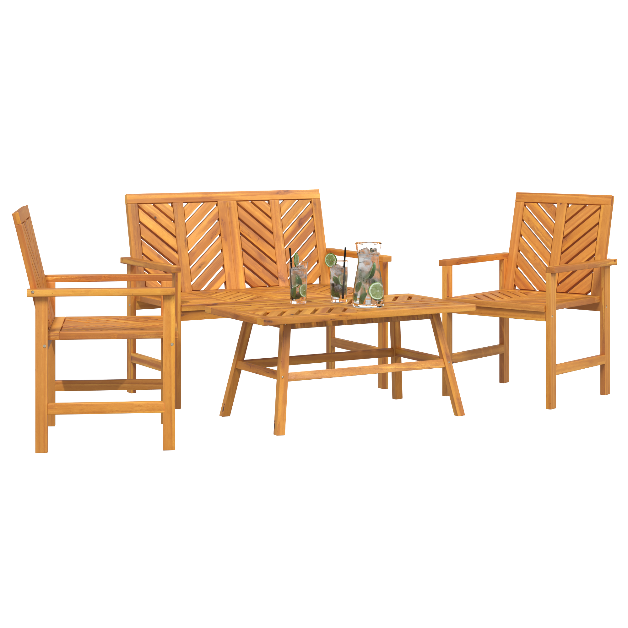 Ensemble de salon de jardin 4 pièces en bois massif d'acacia Chaises de jardin vidaXL