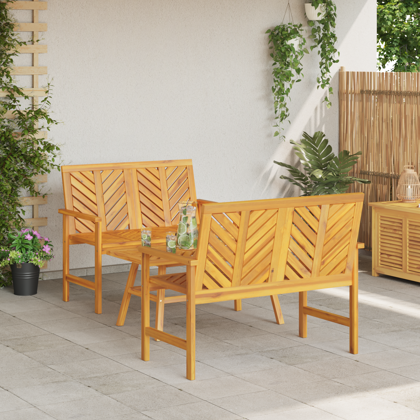 Ensemble de salon de jardin 3 pièces bois massif d'acacia Chaises de jardin vidaXL
