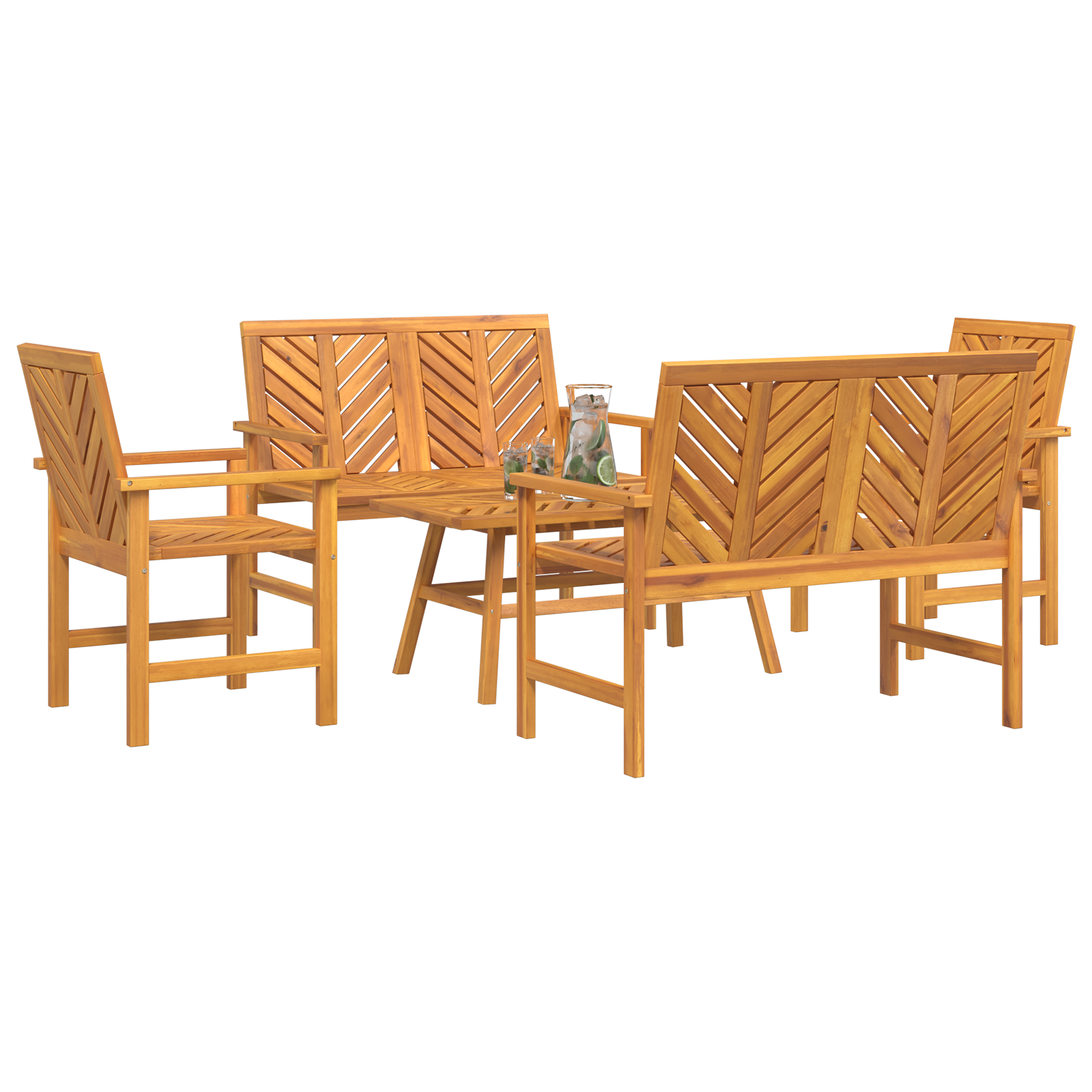 Ensemble de salon de jardin 5 pièces en bois d'acacia massif Chaises de jardin vidaXL