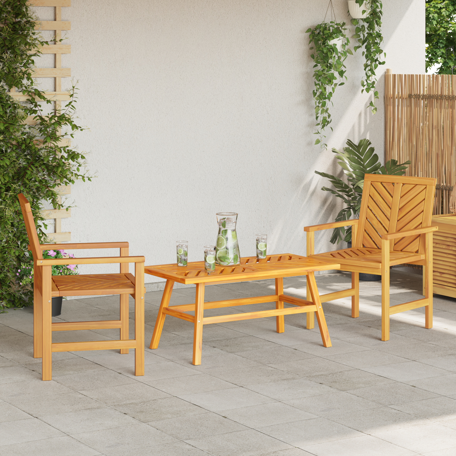 Ensemble de salon de jardin 3 pièces en bois massif d'acacia Chaises de jardin vidaXL
