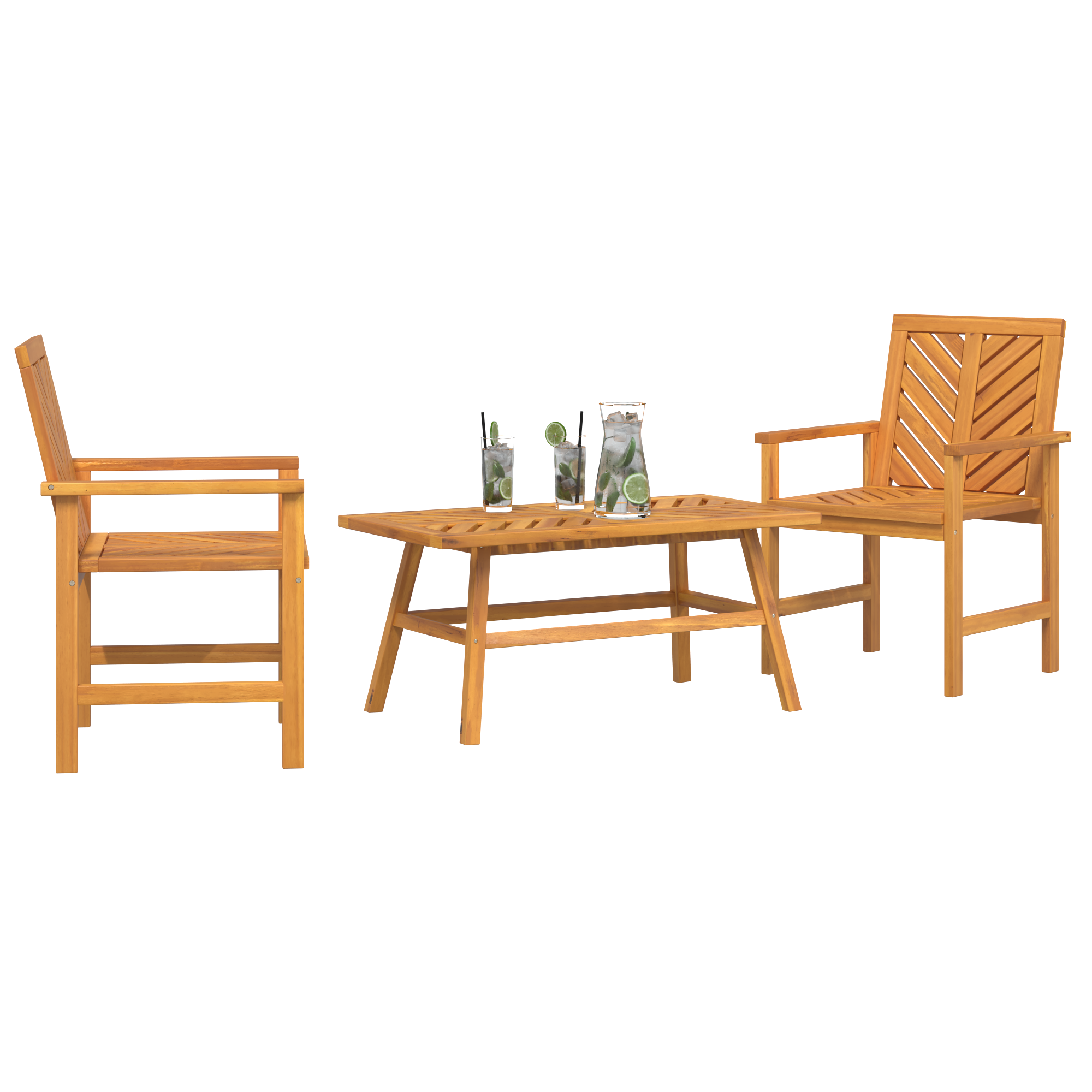 Ensemble de salon de jardin 3 pièces en bois massif d'acacia Chaises de jardin vidaXL