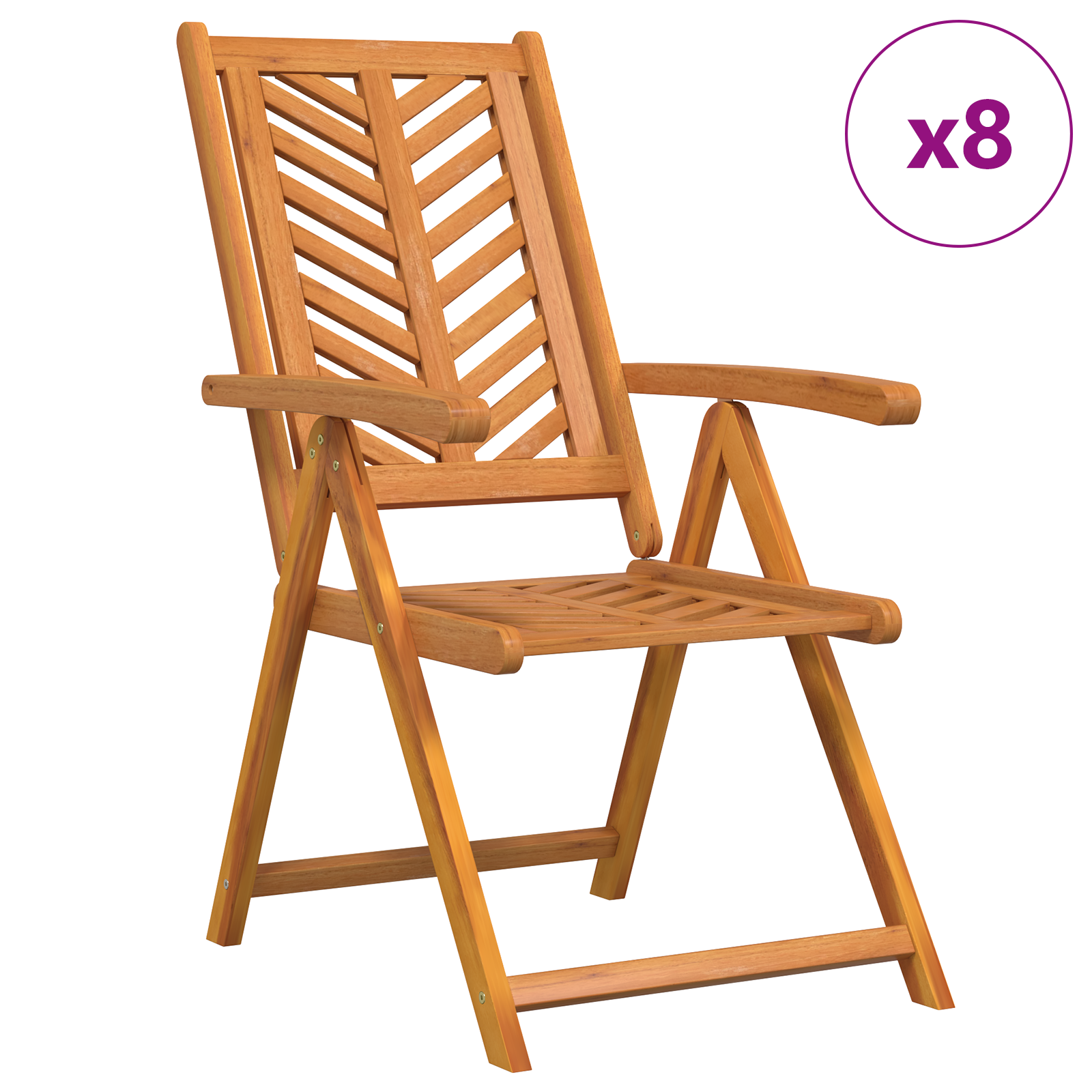Chaises de Jardin Inclinables 8 pcs Bois Acacia Massif Chaises de jardin vidaXL