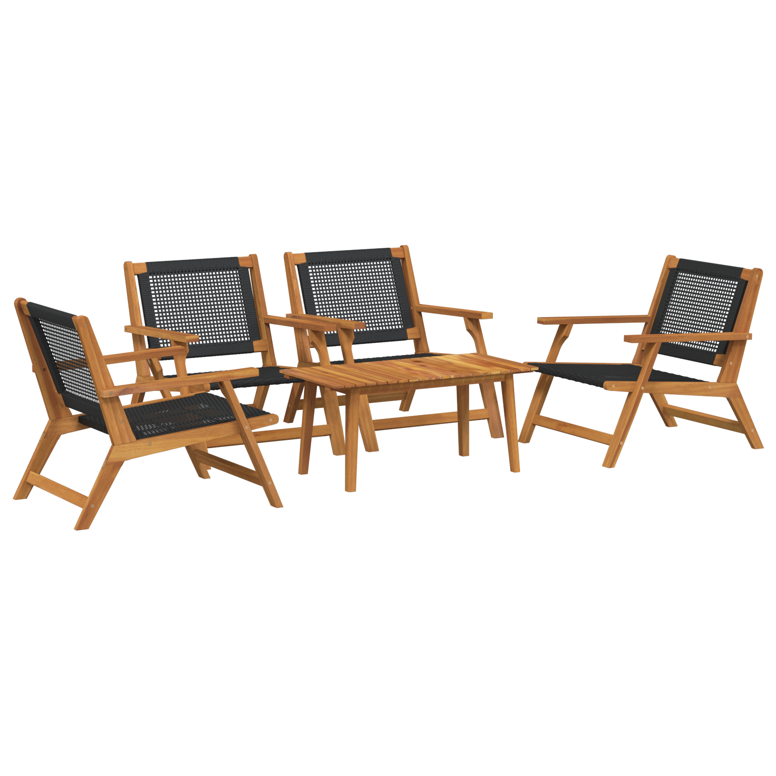 Ensemble de chaises de jardin avec table - 5 pièces, bois d'acacia noir Chaises de jardin vidaXL
