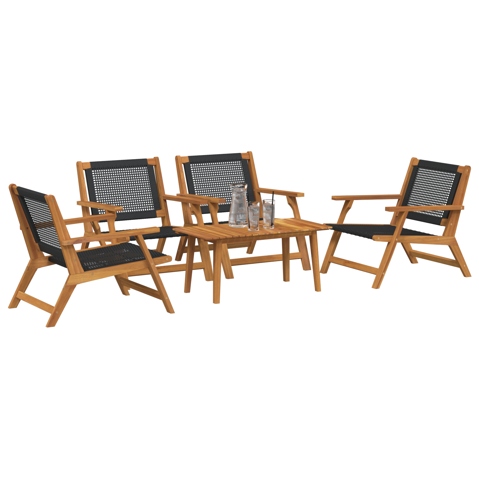 Ensemble de chaises de jardin avec table - 5 pièces, bois d'acacia noir Chaises de jardin vidaXL
