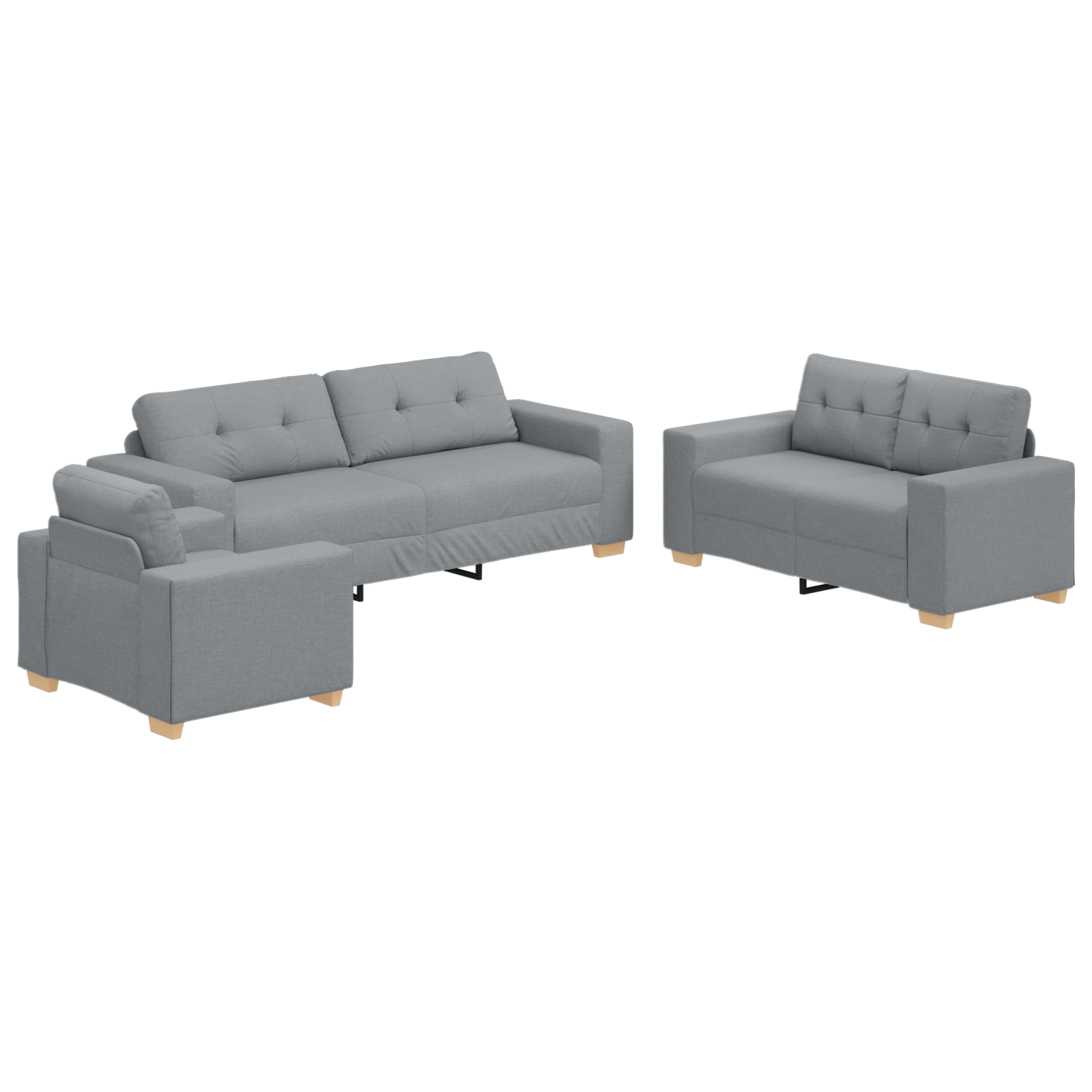 Ensemble de Canapés avec coussin avec oreiller 3 pcs Gris tissu - XIOS