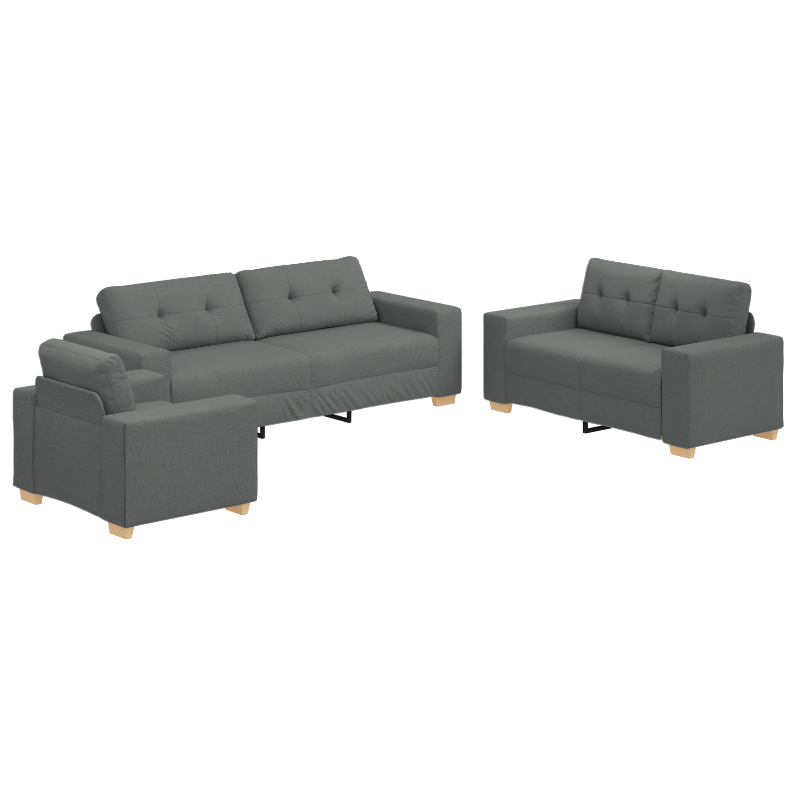 Ensemble de Canapés avec coussin avec oreiller 3 pcs Gris tissu - XIOS