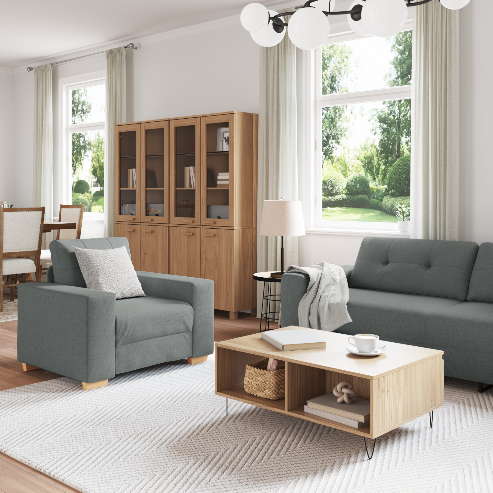 Ensemble de Canapés avec coussin avec oreiller 3 pcs Gris tissu - XIOS