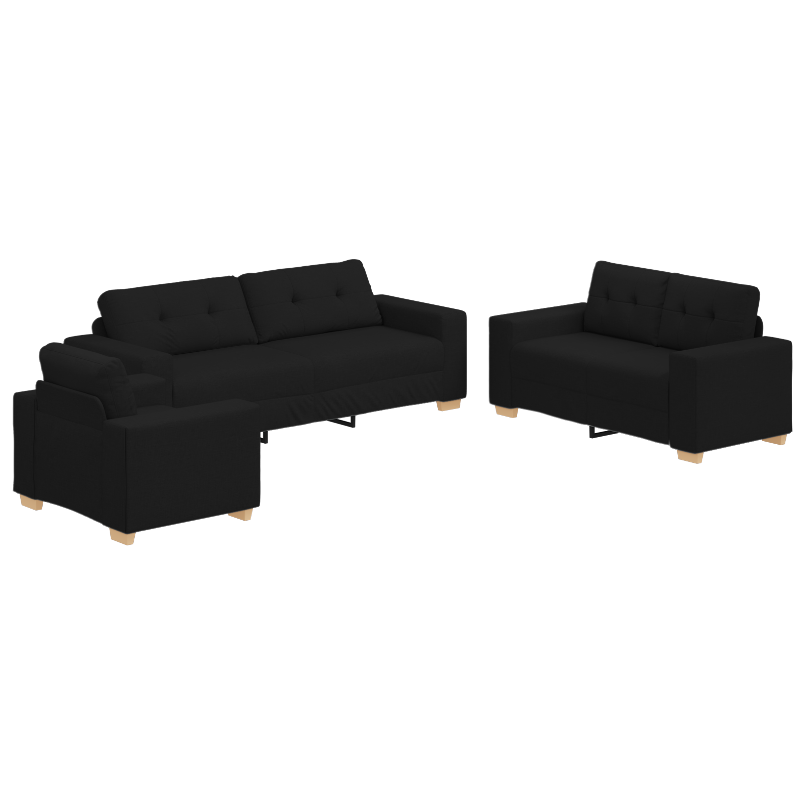 Ensemble de Canapés avec coussin avec oreiller 3 pcs Noir tissu - XIOS