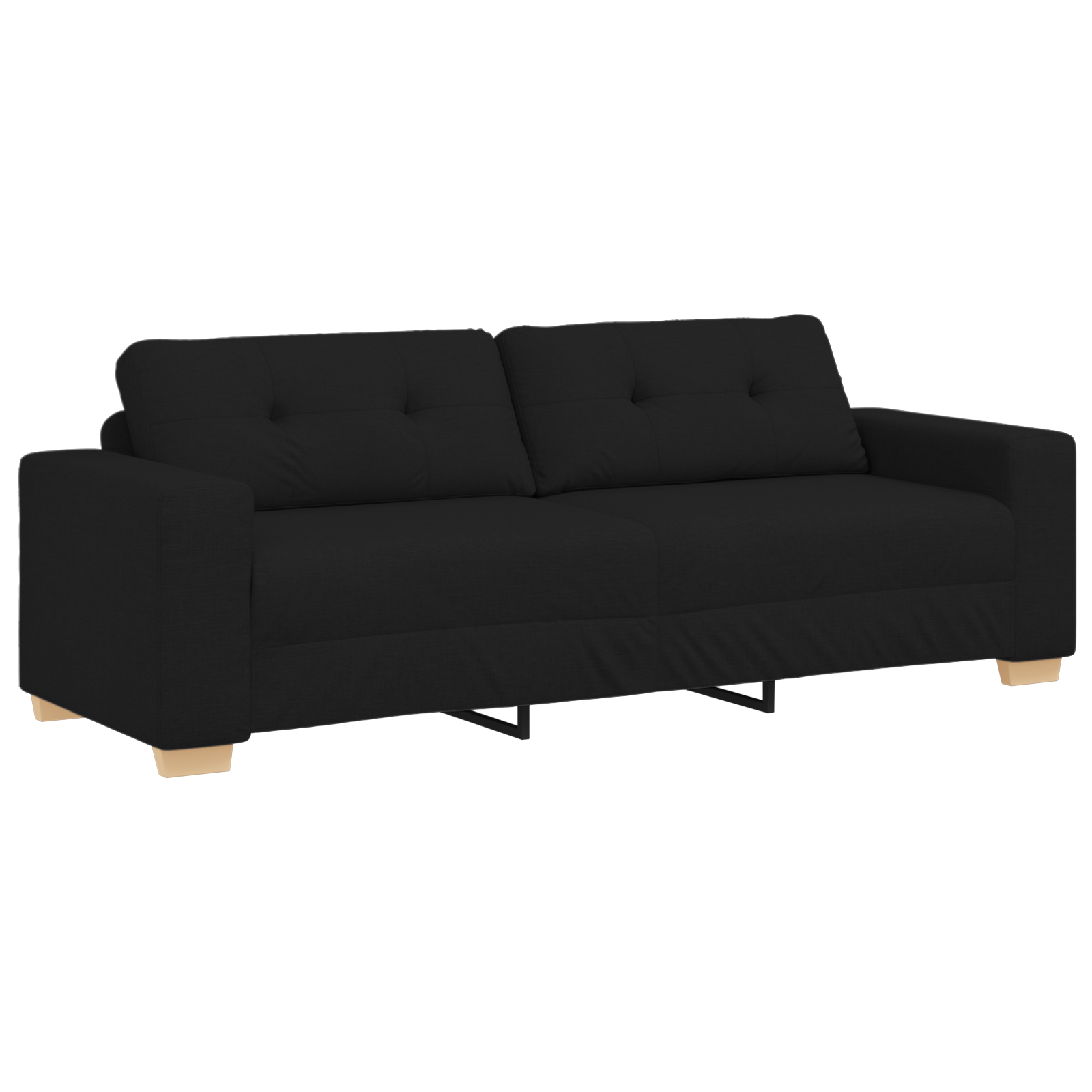 Ensemble de Canapés avec coussin avec oreiller 3 pcs Noir tissu - XIOS