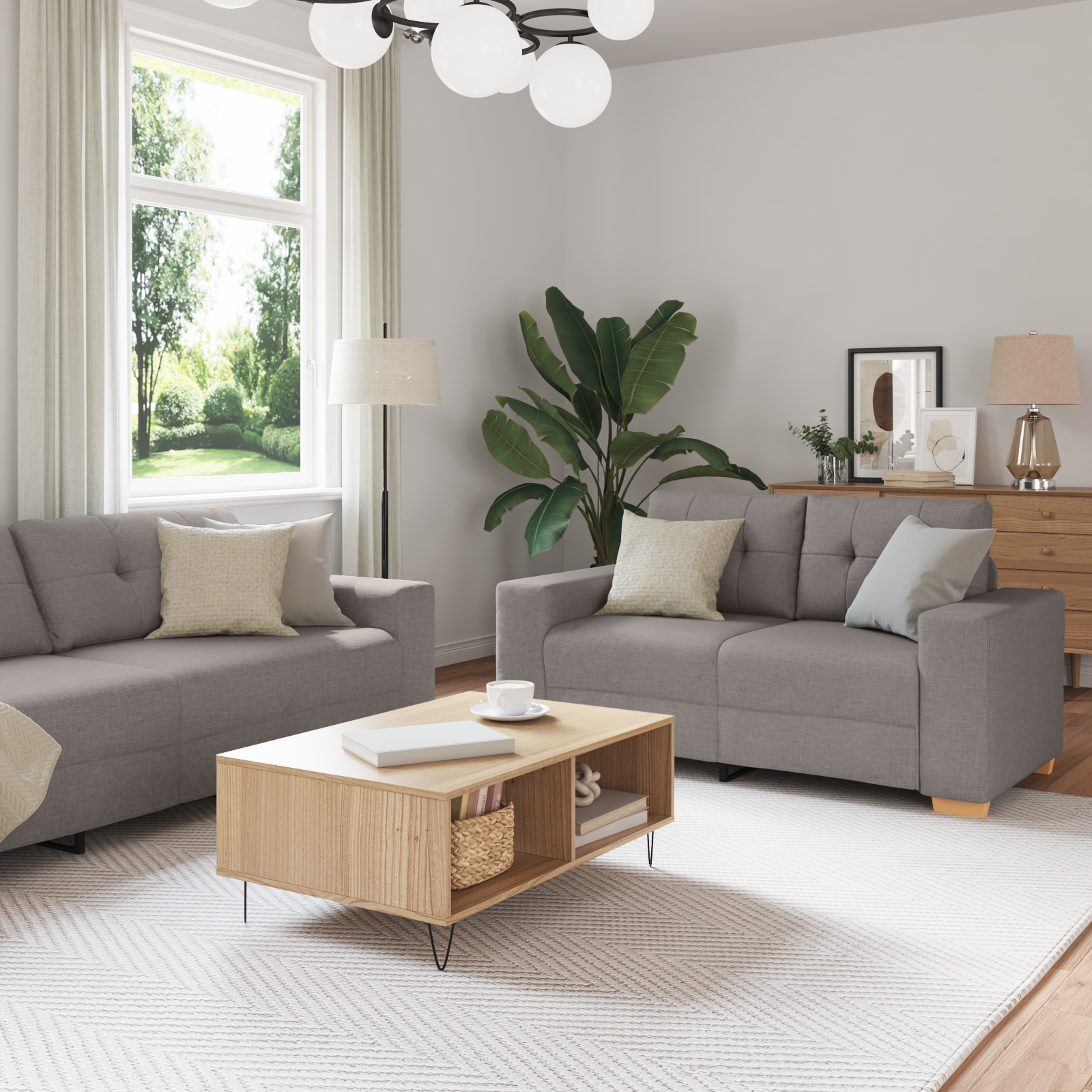 Ensemble de Canapés avec coussin 3 pcs Taupe tissu - XIOS