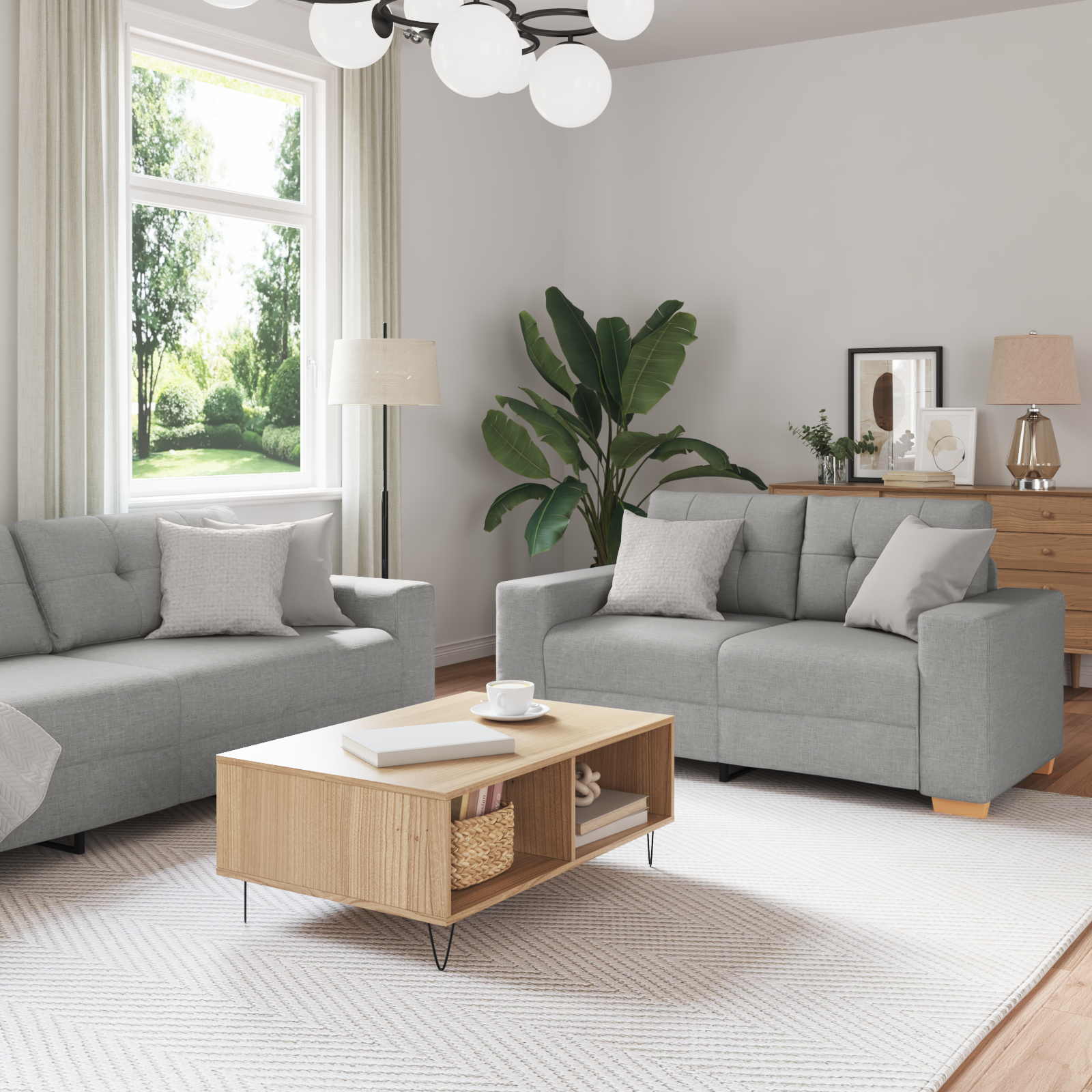 Ensemble de Canapés avec coussin avec oreiller Gris tissu - XIOS