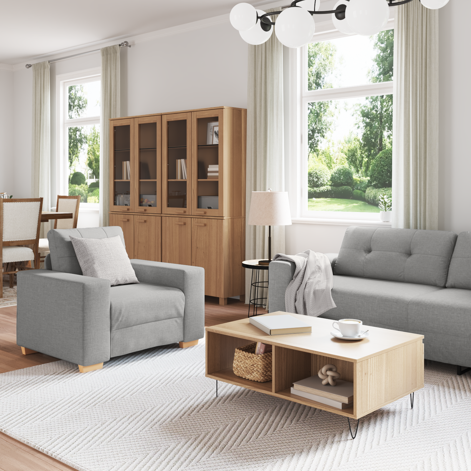 Ensemble de Canapés avec coussin avec oreiller Gris tissu - XIOS