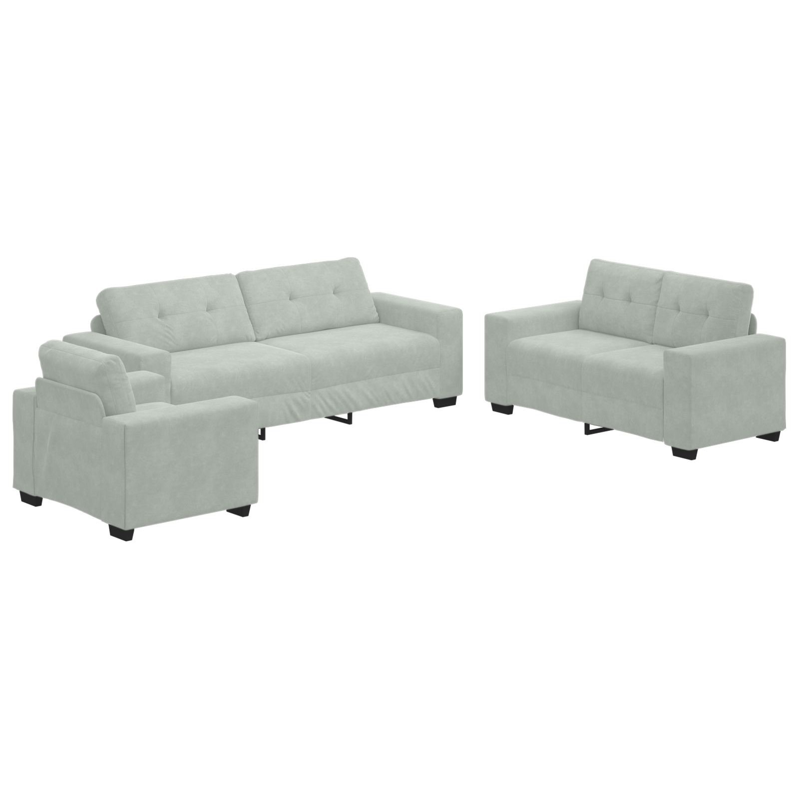 Ensemble de Canapés 3 pcs Gris 221 x 78 x 80 cm Velours - XIOS