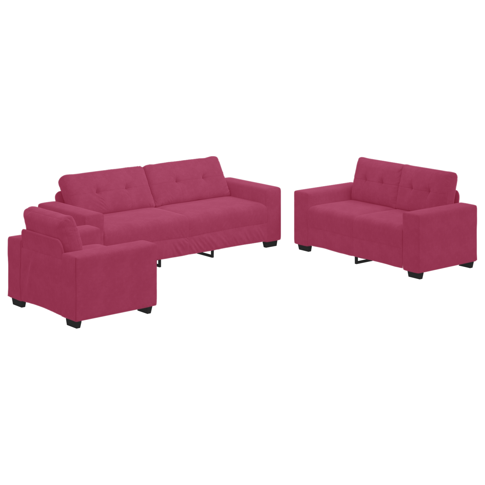 Ensemble de Canapés 3 pcs Bordeaux 221 x 78 x 80 cm Velours - XIOS