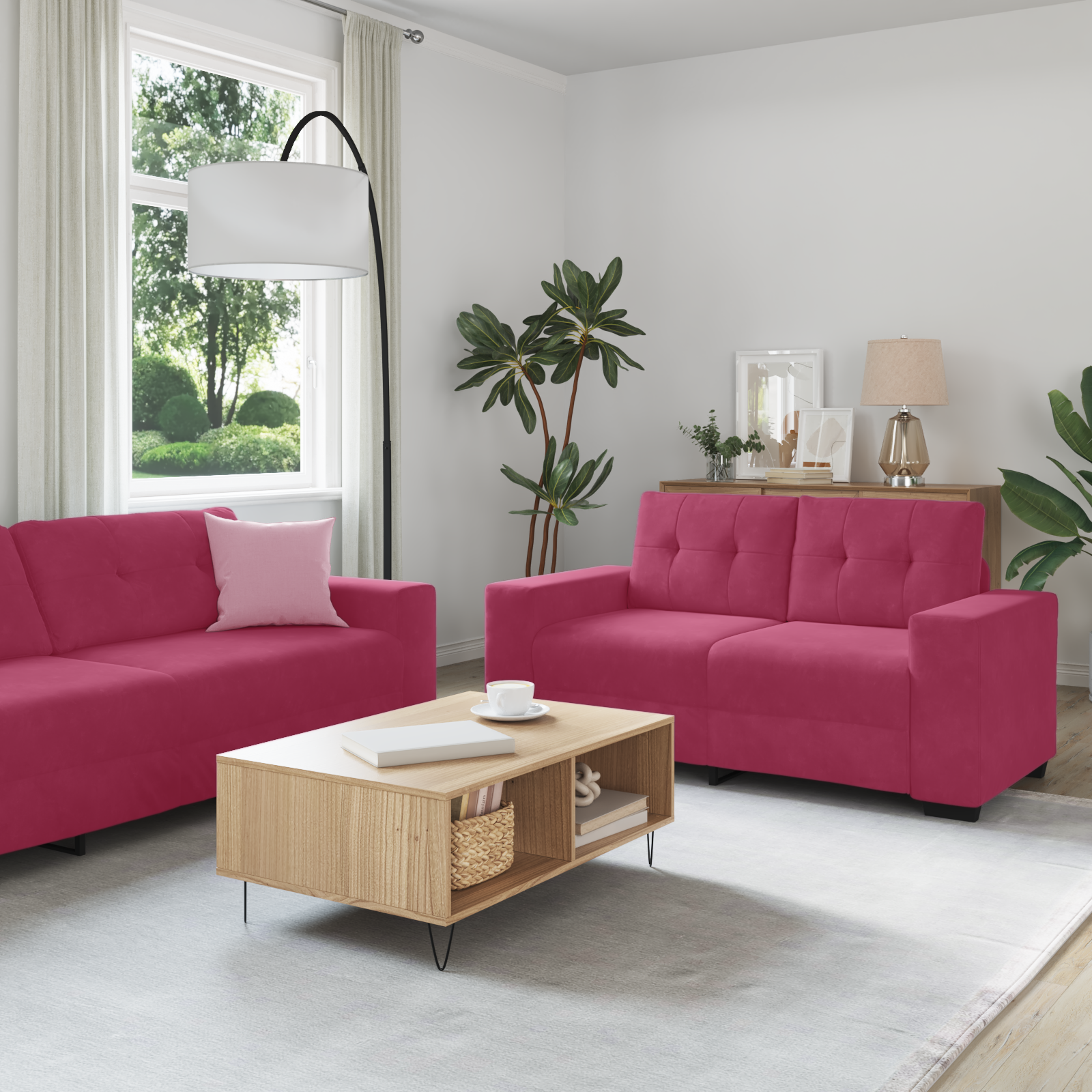 Ensemble de Canapés 3 pcs Bordeaux 221 x 78 x 80 cm Velours - XIOS