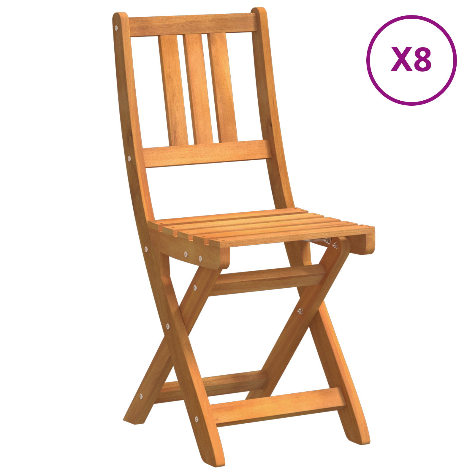 Chaises de jardin pliantes 8 pcs 36x46x86 cm Bois d'acacia massif Chaises de jardin vidaXL
