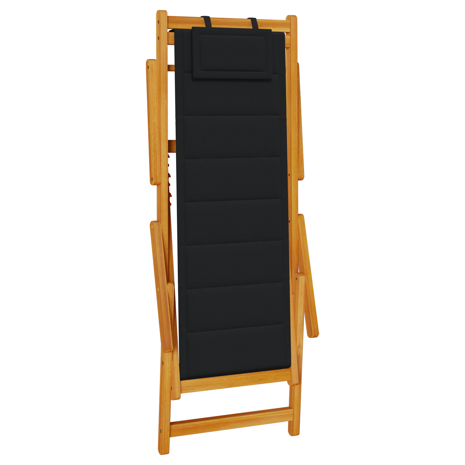 Chaises de plage pliantes vidaXL 2 pcs Black Bois d'acacia massif & Textilène Chaises de jardin vidaXL