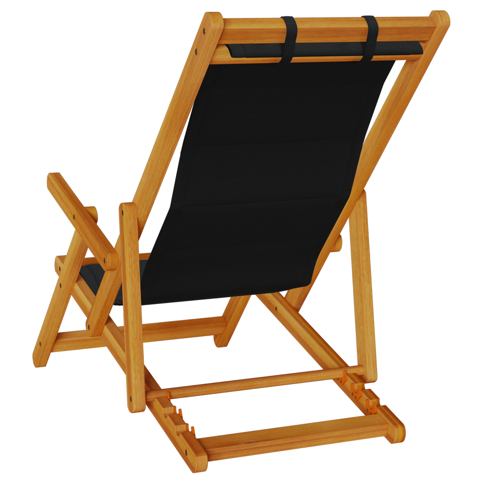 Chaises de plage pliantes vidaXL 2 pcs Black Bois d'acacia massif & Textilène Chaises de jardin vidaXL