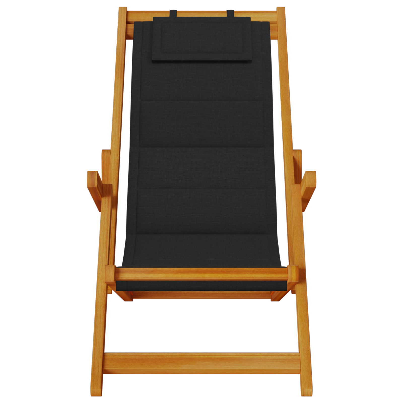 Chaises de plage pliantes vidaXL 2 pcs Black Bois d'acacia massif & Textilène Chaises de jardin vidaXL