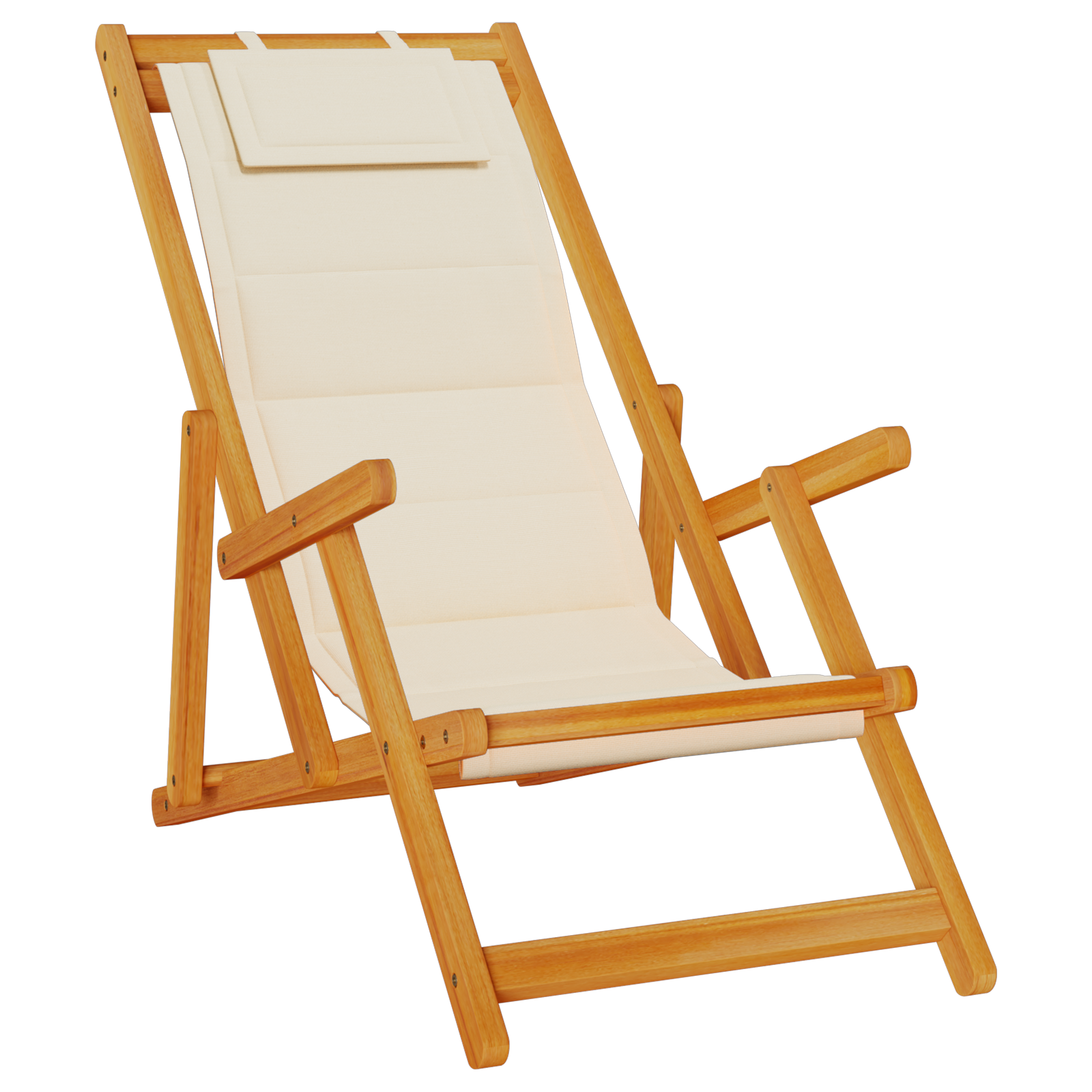 Chaises de plage pliantes vidaXL 2 pcs Crème en bois d'acacia massif et Textilène Chaises de jardin vidaXL