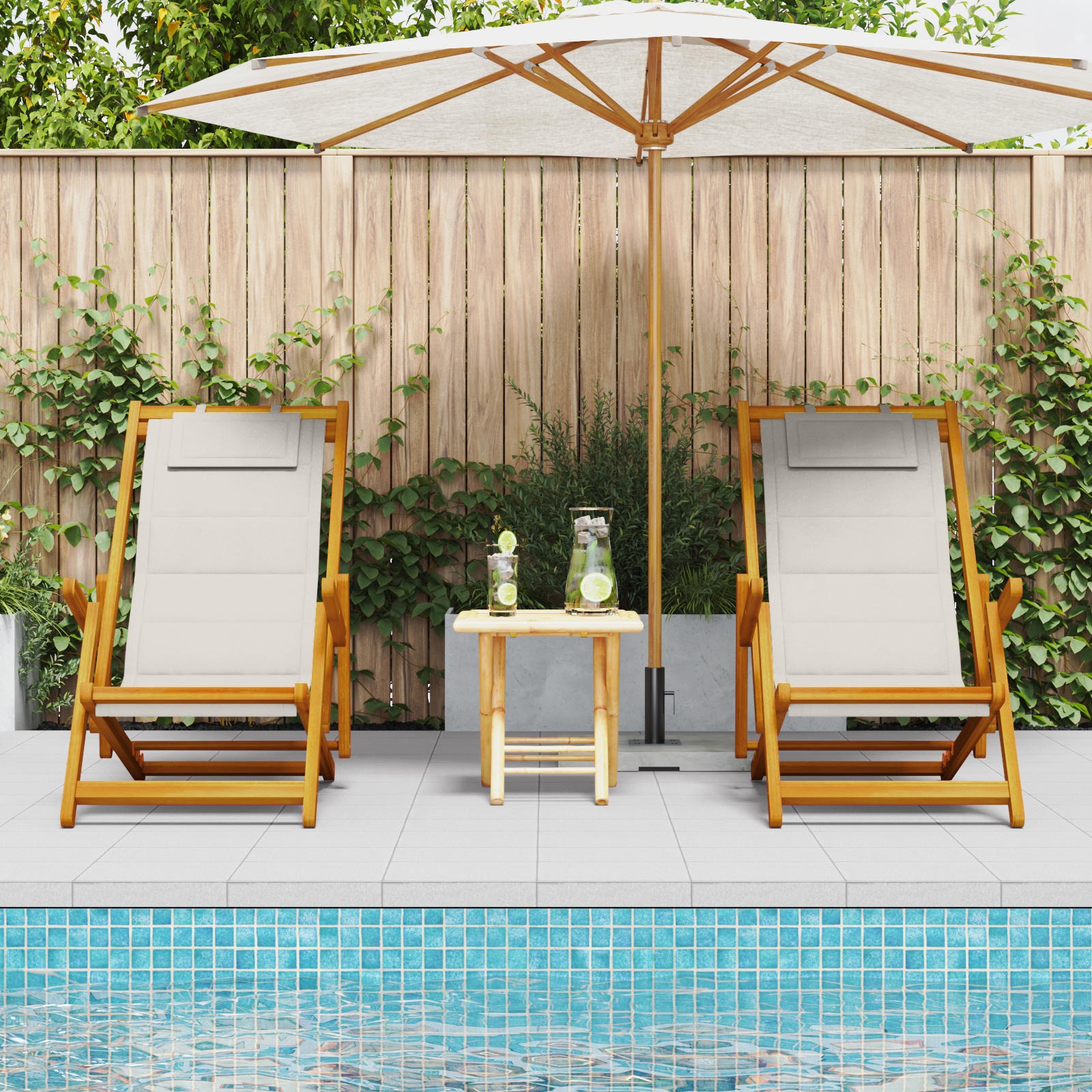 Chaises de plage pliantes vidaXL 2 pcs Gris clair Bois d'acacia massif et Textilène Chaises de jardin vidaXL