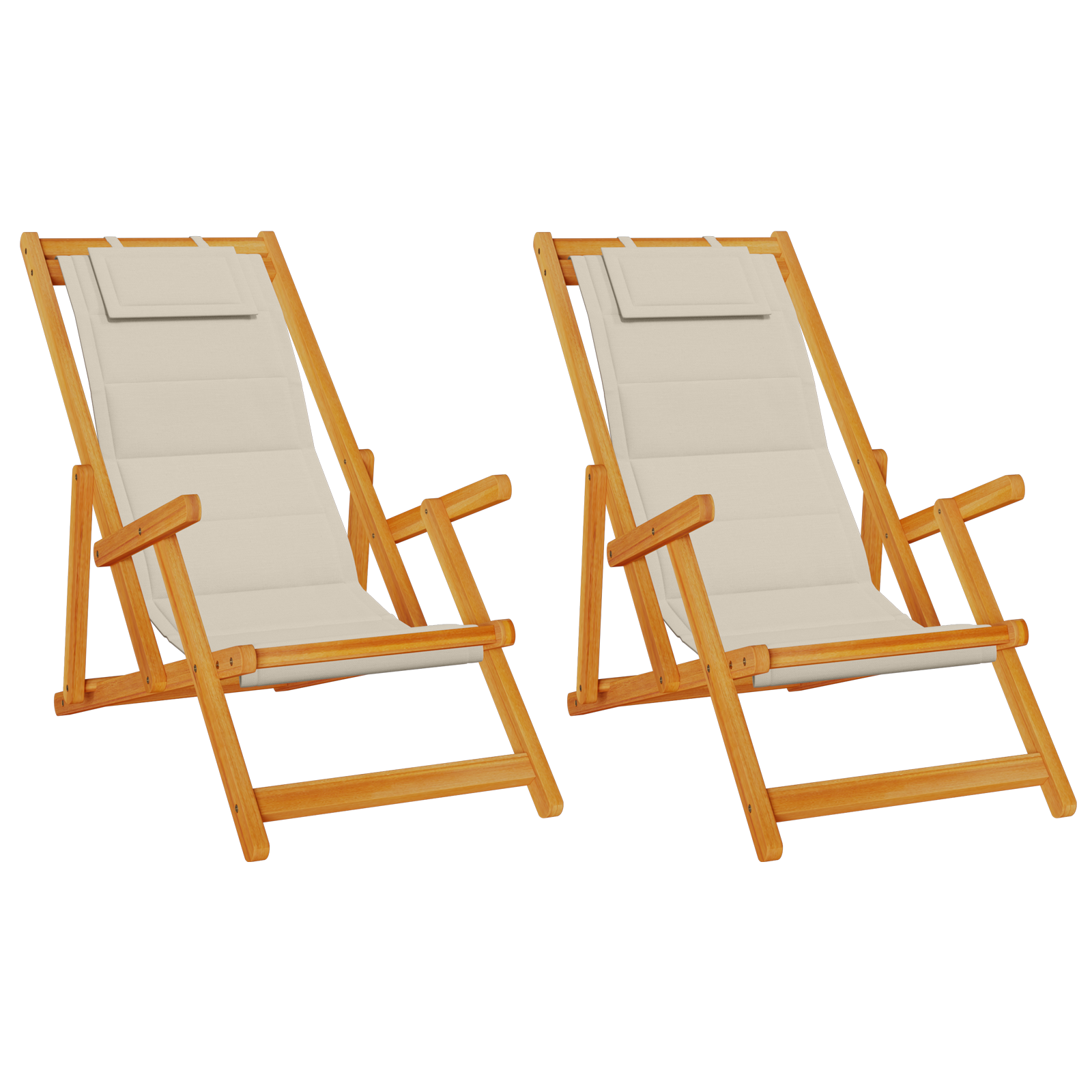 Chaises de plage pliantes vidaXL 2 pcs Taupe en bois d'acacia et Textilène Chaises de jardin vidaXL