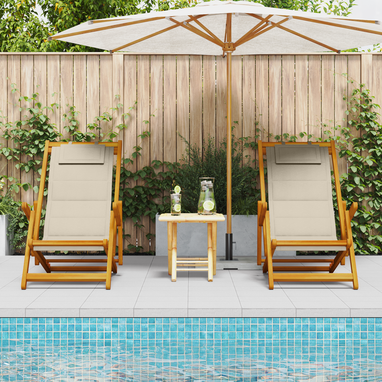 Chaises de plage pliantes vidaXL 2 pcs Taupe en bois d'acacia et Textilène Chaises de jardin vidaXL